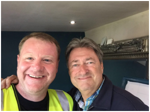 Billy Fagan (TCL Group) with Alan Titchmarsh during filming