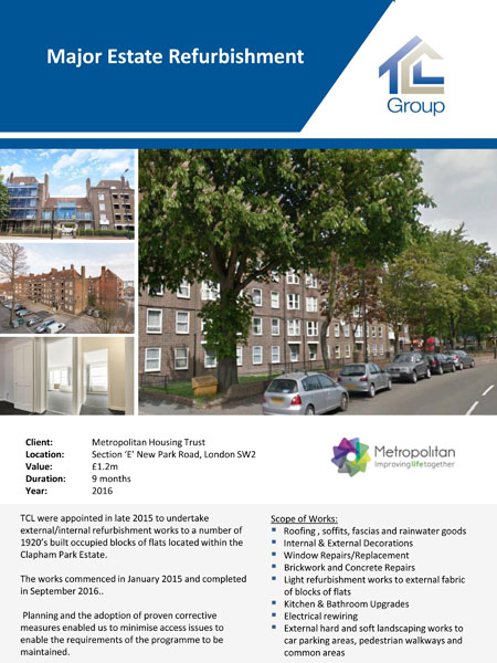 Metropolitan Housing Trust – Clapham Park Estate Refurbishment