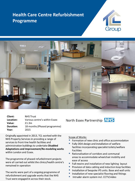 NHS Trust, Health Care Centre Refurbishment Programme